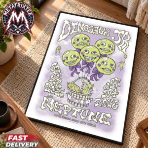 Concert Seattle Washington Dinosaur Jr Tonight Poster Art By Bailey Flynn For October 24th 2026 At Neptune Theatre High-Quality Poster Canvas