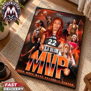 Congrats A’ja Wilson 5x MVP WNBA 2026 KIA Most Valuable Player Home Decor Poster Canvas
