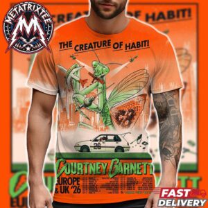 Courtney Barnett Europe And UK The Creature of Habit Tour 2026 Poster For October 1 In Milan IT To October 21 In London UK All Over Print T-Shirt