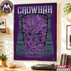 Crowbar Band x Damnation Festival 2026 Show Purple Poster For November 7 And 8 At BEC Arena In Manchester UK High-Quality Poster Canvas