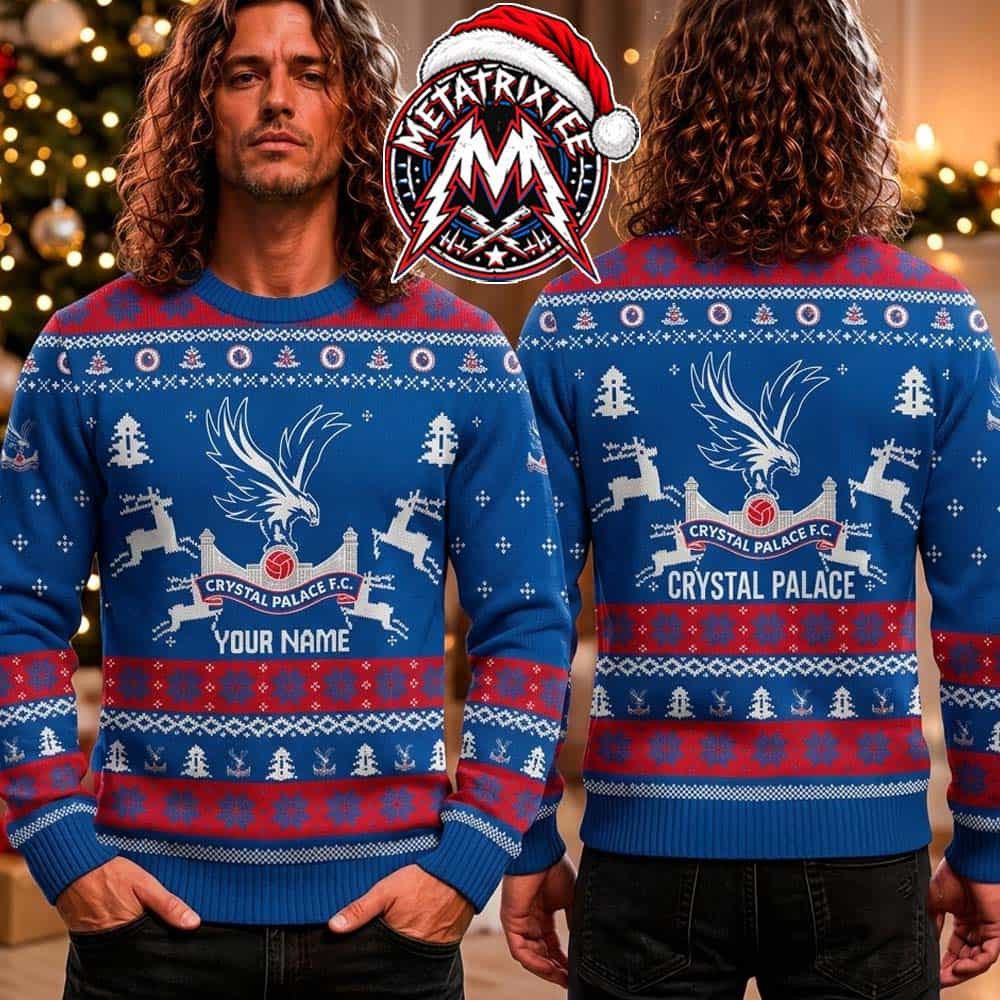 Crystal Palace FC Eagle Crest Royal Blue Fair Isle Pattern 2026 Ugly Christmas Sweater Gift For Men And Women Crystal Palace FC Eagle Crest Royal Blue Fair Isle Pattern 2026 Ugly Christmas Sweater Gift For Men And Women