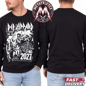 Def Leppard Live on Tour 2027 Black Sweatshirt Vintage Grunge Heavy Metal Rock Band Graphic Pullover Crewneck Sweater