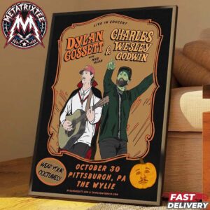 Dylan Gossett And Charles Wesley Godwin Live In Pittsburgh PA 2026 Concert Poster For Wear Your Costumes On October 30 At The Wylie Poster Canvas