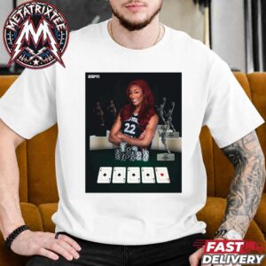 ESPN Las Vegas Aces Star A’ja Wilson Wins Record Fifth WNBA MVP Award Short White T-Shirt