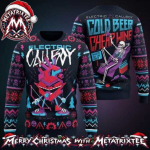 Electric Callboy High Life Heart Monster And Cold Beer Cheap Wine Skeleton 2026 Knitted Ugly Christmas Sweater