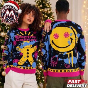 Electric Callboy Neon Splatter Gingerbread And Smiley Holiday Christmas Xmas Ugly Christmas Sweater