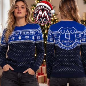 Everton FC Spirit Of The Blues Club Crest Snowflake Pattern 2026 Knitted Ugly Christmas Sweater