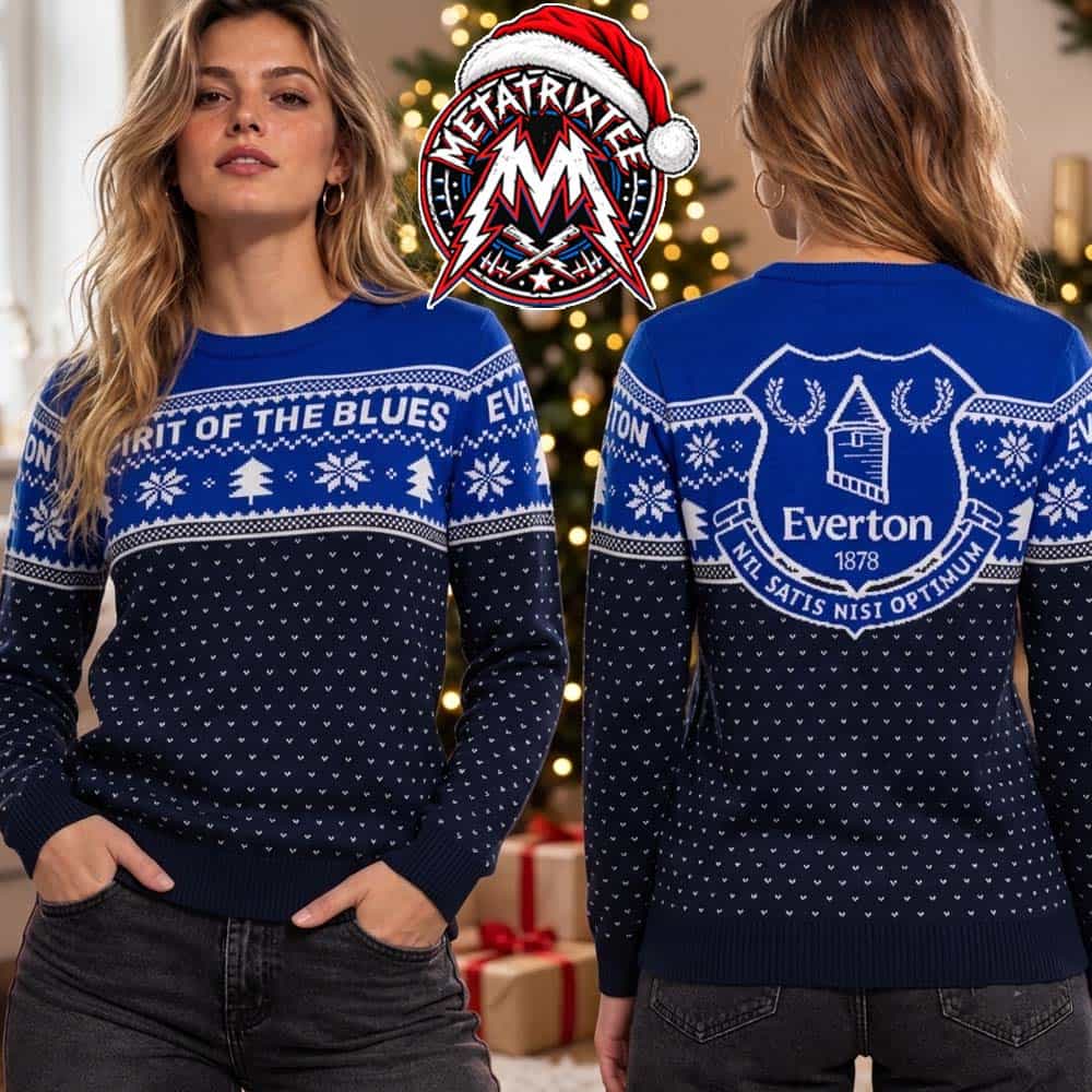 Everton FC Spirit Of The Blues Club Crest Snowflake Pattern 2026 Knitted Ugly Christmas Sweater Everton FC Spirit Of The Blues Club Crest Snowflake Pattern 2026 Knitted Ugly Christmas Sweater