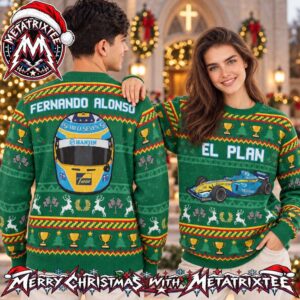 Fernando Alonso El Plan F1 Car And Helmet 2026 Knitted Ugly Christmas Sweater