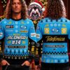 Fernando Alonso El Plan F1 Car And Helmet 2026 Knitted Ugly Christmas Sweater Fernando Alonso El Plan F1 Car And Helmet 2026 Knitted Ugly Christmas Sweater