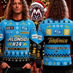 Fernando Alonso Renault F1 Racing Magic Alonso 14 Blue Vintage Pattern 2026 Knitted Ugly Christmas Sweater