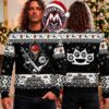 Five Finger Death Punch 5FDP Brass Knuckles Skull Fuck Xmas Knitted Ugly Christmas Sweater