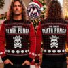 Five Finger Death Punch Christmas Skull Bloody Handprint Brass Knuckles Ho Ho Ho Snowflakes Pattern 5FDP Ugly Christmas Sweater Five Finger Death Punch Christmas Skull Bloody Handprint Brass Knuckles Ho Ho Ho Snowflakes Pattern 5FDP Ugly Christmas Sweater