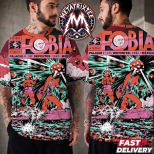 Fobia x Yurex Omazkin x Mercadorama Mexico City 2026 Two Night Live At The Palacio de los Deportes On Friday October 23 2026 All Over Print T-Shirt