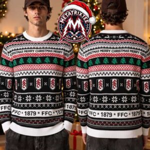 Fulham FC Christmas Tree Snowflake 1879 Logo Gift For Fan Knitted Ugly Christmas Sweater