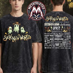 Ghostly Trio Lineup Tee Sick New World Texas Festival 2026 October 24 2026 For Fort Worth At Texas Motor Speedway Washed T-Shirt