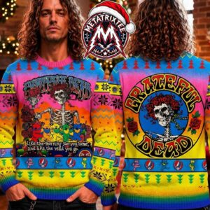 Grateful Dead Bertha Skull Roses Dancing Bears Rainbow Tie Dye 2026 Knitted Ugly Christmas Sweater