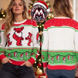 Grateful Dead Dancing Bears Steal Your Face Skull Light Bulbs Holiday Christmas Xmas Ugly Christmas Sweater