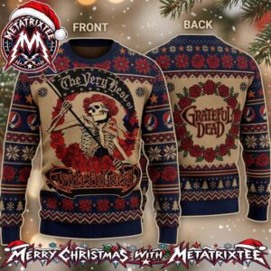Grateful Dead The Very Best Of Skeleton Flag And Red Roses Ugly Christmas Sweater Gift For Holiday 2026