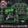 Green Day Band The Saviors Tour 2024 And Xmas Time Of The Year Pink Green Pattern Gift For Fan Knitted Ugly Christmas Sweater
