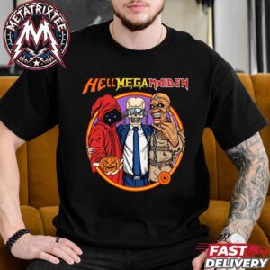 HELLMEGAMAIDEN Artwork For Halloween 2026 With Iron Maiden Eddie And Megadeth Vic Rattlehead And Helloween Keeper Short Black T-Shirt