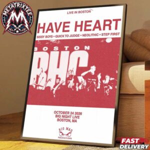 Have Heart Big Night Live Hardcore Tonight Poster For Boston MA On October 24 2026 Gallery-Style Poster Canvas