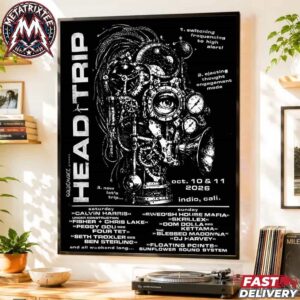 Head Trip Festival 2026 Let’s Trip Poster Silk Screen For Empire Polo Club In Indio California On October 10-11 2026 Premium Poster Canvas