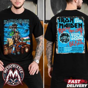 Iron Maiden Brazil 2026 Event Tee Run For Your Lives World Tour 2026 For Sao Paulo And Curitiba On October 25th And 27th And 28th Two Sided Short T-Shirt