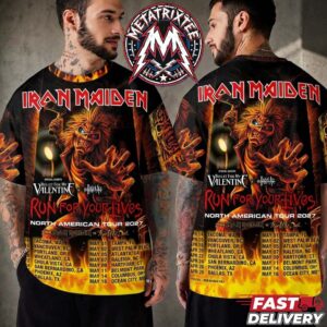Iron Maiden Run For Your Lives Tour For North America 2027 Poster Start In April 14 In Tacoma WA To May 16 In Ocean City MD All Over Print T-Shirt