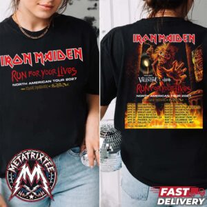 Iron Maiden Run For Your Lives Tour For North America 2027 Poster Start In April 14 In Tacoma WA To May 16 In Ocean City MD Two Sided Short T-Shirt