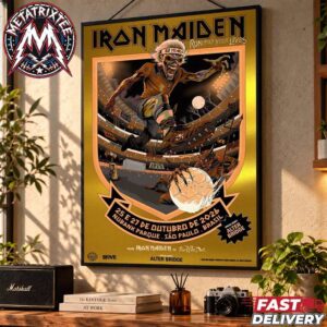 Iron Maiden Sao Paulo Show Poster Run For Your Lives World Tour 2026 For October 25 And 27 At Nubank Parque In Brazil Gallery-Style Poster Canvas