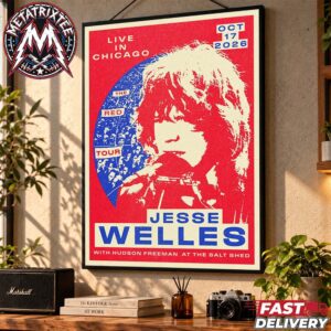 Jesse Welles Live In Chicago 2026 Gig Poster For The Salt Shed in Chicago IL On October 17 With Hudson Freeman High-Quality Poster Canvas