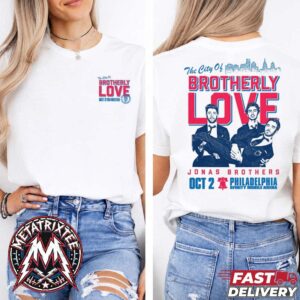 Jonas Brothers The Burning Up All Over Again Philadelphia PA Tee For October 2nd 2026 At Xfinity Mobile Arena Two Sided White T-Shirt
