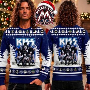 KISS Band End Of The Road Countdown The Final 50 Shows Nordic Pattern XMAS Collectors Edition Ugly Christmas Sweater