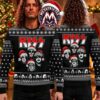 KISS Rock Band Face Paint With Santa Hat Snowflake Pattern 2026 Knitted Ugly Christmas Sweater