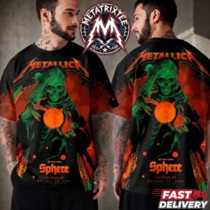 Ken Taylor Poster Life Burns Faster 2026 Weekend Five Night 1 Metallica In Sphere Las Vegas On October 29 All Over Print T-Shirt