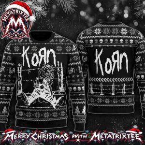 Korn Band Dark Gothic Artwork With Skulls And Pine Trees Holiday Christmas Xmas Ugly Christmas Sweater
