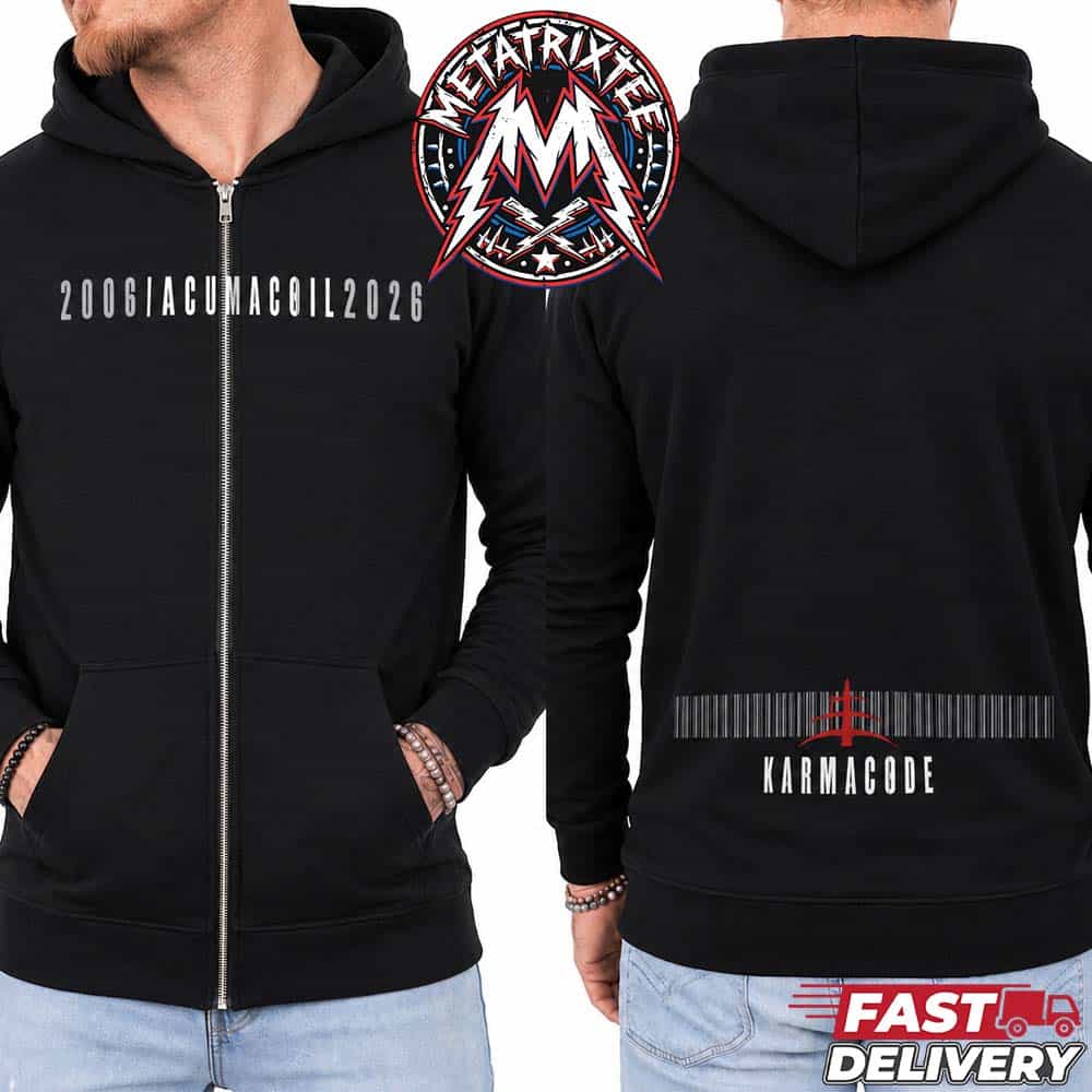 Lacuna Coil Karmacode XX 20th Anniversary 2006–2026 Exclusive Black Zip Hoodie T-Shirt Lacuna Coil Karmacode XX 20th Anniversary 2006–2026 Exclusive Black Zip Hoodie T-Shirt