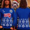 Ipswich Town FC Portman Road Stadium Christmas Jumper Blue Santa Sleigh Crest 2026 Knitted Ugly Christmas Sweater Ipswich Town FC Portman Road Stadium Christmas Jumper Blue Santa Sleigh Crest 2026 Knitted Ugly Christmas Sweater