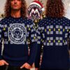 Leicester City FC Blue Logo Crest Pattern Number 84 Gift For Fan Knitted Ugly Christmas Sweater