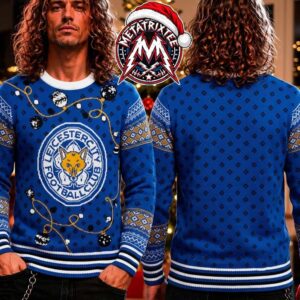 Leicester City FC Fox Logo Christmas Lights Ornament Pattern 2026 Knitted Ugly Christmas Sweater