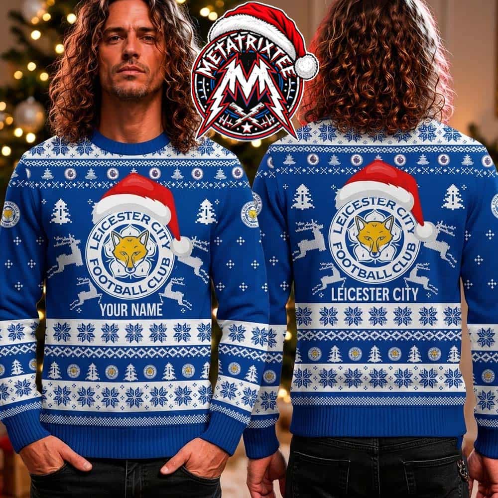 Leicester City FC Fox Mascot With Santa Hat Blue Snowflake Pattern Personalized Christmas 2026 Holiday Ugly Christmas Sweater Leicester City FC Fox Mascot With Santa Hat Blue Snowflake Pattern Personalized Christmas 2026 Holiday Ugly Christmas Sweater