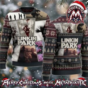 Linkin Park Hybrid Theory Album Cover Art And Band Members Pattern Knitted Ugly Christmas Sweater