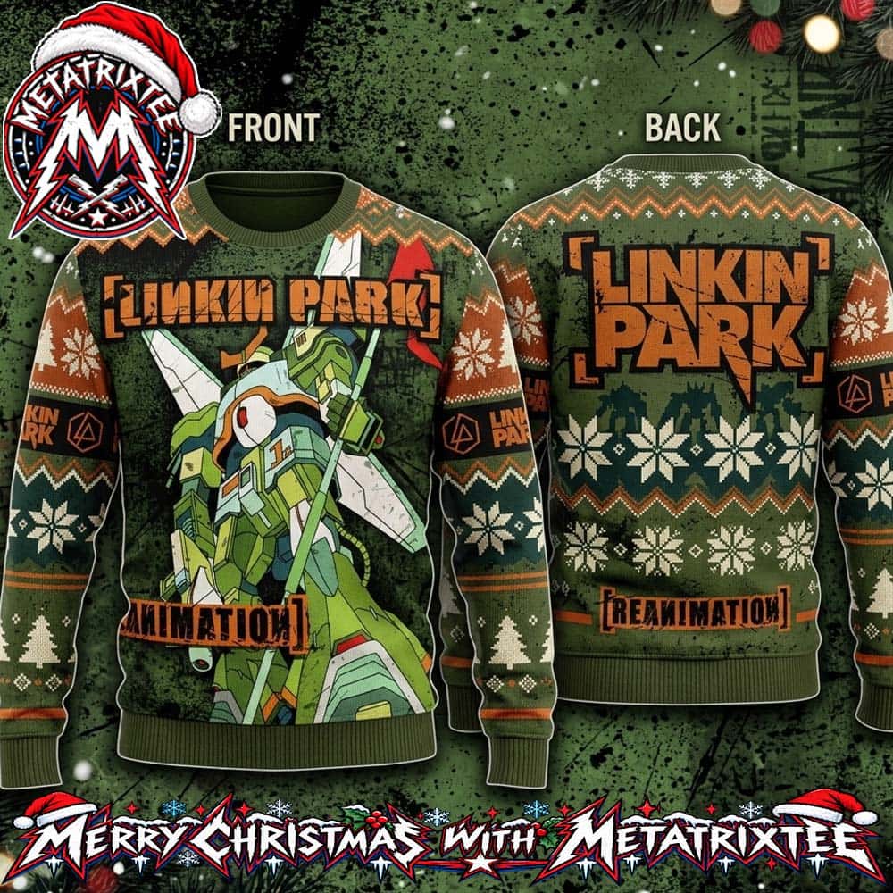 Linkin Park Reanimation Album Robot Mecha Ugly Christmas Sweater Gift For Holiday 2026 Linkin Park Reanimation Album Robot Mecha Ugly Christmas Sweater Gift For Holiday 2026