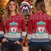 Liverpool FC Christmas Crest Reindeer And Snowflakes Pattern Gift For Fan Knitted Ugly Christmas Sweater
