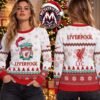 Liverpool FC Crest Logo Liverbird Snowflakes Pattern Gift For Fan Knitted Ugly Christmas Sweater Liverpool FC Crest Logo Liverbird Snowflakes Pattern Gift For Fan Knitted Ugly Christmas Sweater
