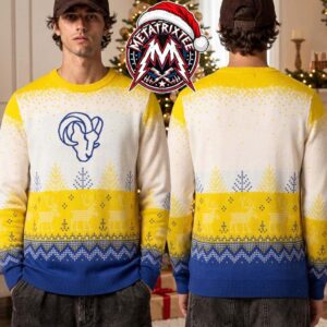 Los Angeles Rams Football Team Christmas Reindeer Pattern XMAS Collectors Edition Ugly Christmas Sweater