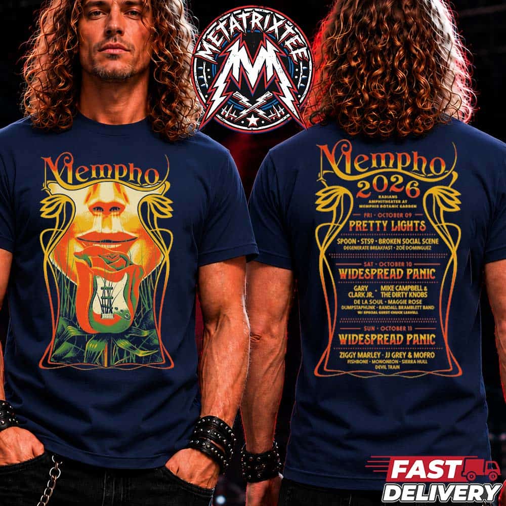 Mempho Music Festival 2026 Lineup Tee For the Radians Amphitheater at Memphis Botanic Garden In Memphis TN On October 9-11 2026 Navy T-Shirt Mempho Music Festival 2026 Lineup Tee For the Radians Amphitheater at Memphis Botanic Garden In Memphis TN On October 9-11 2026 Navy T-Shirt