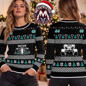 Mercedes F1 Formula One Racing Team Car With Checkered Flag And Holiday Motifs Number 44 and 63 Ugly Christmas Sweater Holiday 2026