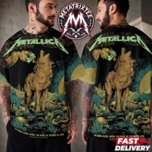 Metallica Life Burns Faster Show Night 7 Weekend Four Event Poster Art By WolfSkullJack For October 22nd In Las Vegas Nevada All Over Print T-Shirt